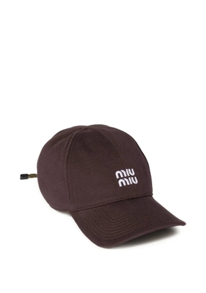 Miu Miu logo-embroidered cap - Brown
