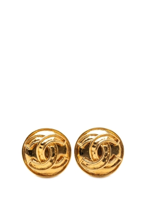 CHANEL Pre-Owned 1994 CC Gold Plated Round Clip on Earrings costume earrings