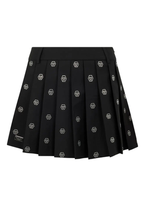 Philipp Plein pleated monogram-strass miniskirt - Black