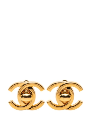 CHANEL Pre-Owned 1996 Gold Plated CC Turn Lock Clip On Earrings costume earrings