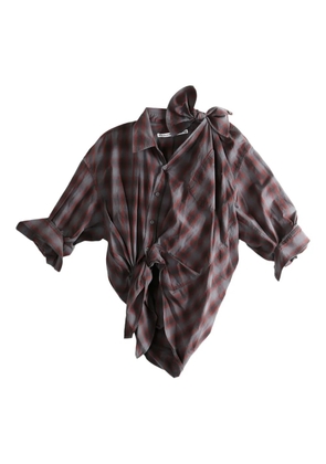 Alexander Wang plaid one-shoulder shirt - Grey