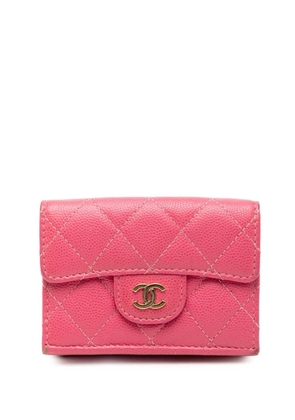 CHANEL Pre-Owned 2018-2019 CC Quilted Caviar Compact Flap Wallet small wallets - Pink