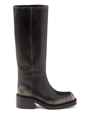 Prada aged effect 55mm leather boots - Black