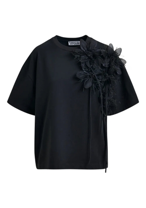 Essentiel Antwerp flower-embellishment T-shirt - Black