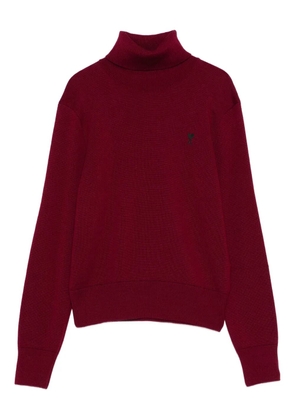 AMI Paris heart-logo turtleneck sweater - Red