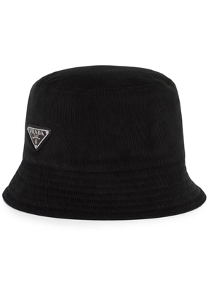 Prada triangle-logo corduroy bucket hat - Black