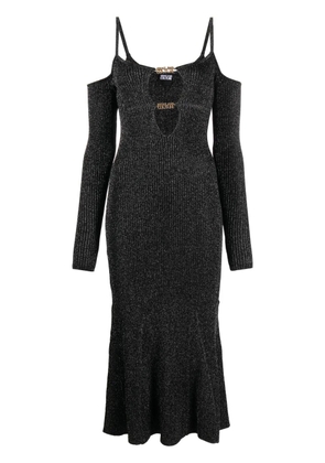 Versace Jeans Couture logo cut-out midi dress - Black
