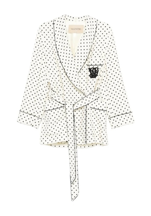 Valentino Garavani polka-dot belted blazer - White