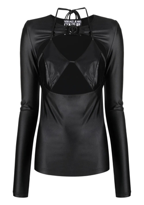 Versace Jeans Couture logo-plaque cut-out top - Black