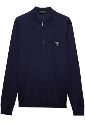 Prada long-sleeve wool polo shirt - Blue