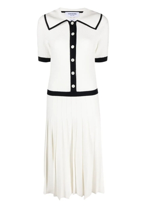 Thom Browne pointelle-knit pleated midi dress - White