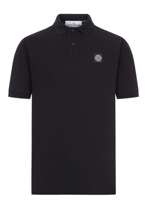 Stone Island compass logo patch polo shirt - Black