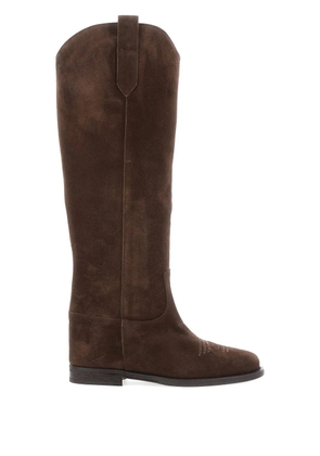 Via Roma 15 stitched suede boots - Brown