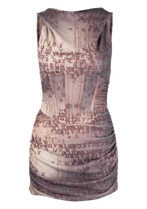 MISBHV Typewriter Corset mini dress - Brown