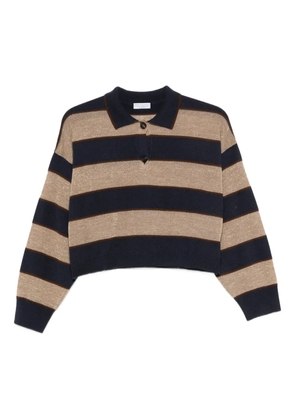 Brunello Cucinelli striped button polo top - Black