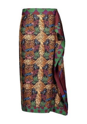 PAULA tiger-print wrap skirt - Neutrals