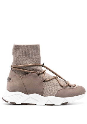 Peserico suede-panelled toggle sneakers - Brown