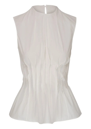 KHAITE Westin pleated cotton-poplin top - White