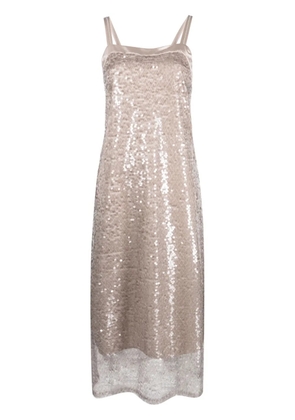 Peserico sequined translucent dress - Neutrals