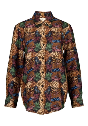 PAULA tiger-print button-up shirt - Brown