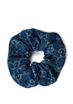 Gucci logo-motif denim scrunchie - Blue