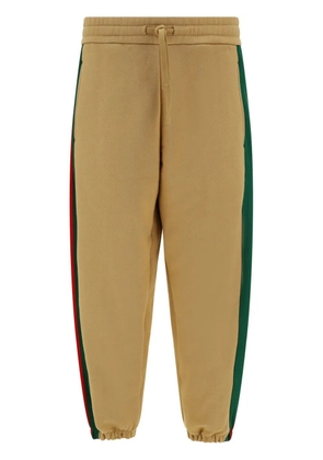 Gucci logo-embroidered cotton track pants - Neutrals