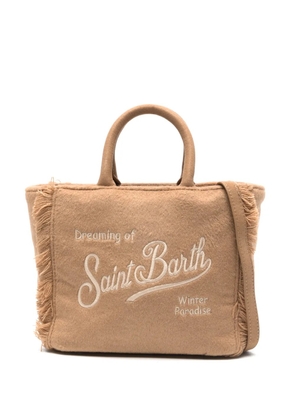 MC2 Saint Barth mini Vanity fringed embroidered tote bag - Neutrals