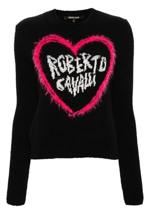 Roberto Cavalli logo intarsia-knit jumper - Black