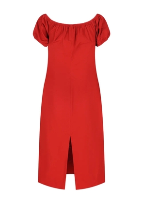 Miu Miu off-shoulder label-detail midi dress - Red
