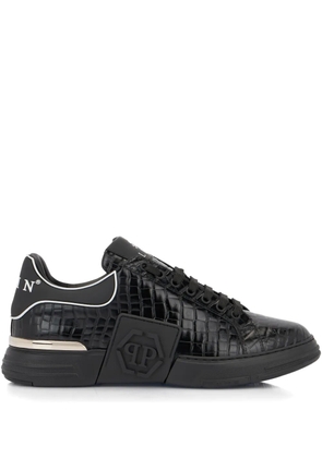 Philipp Plein Phantom Kick$ Cocco embossed low-top sneakers - Black