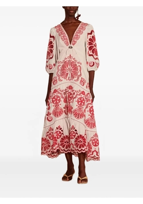 FARM Rio embroidered tiered dress - White