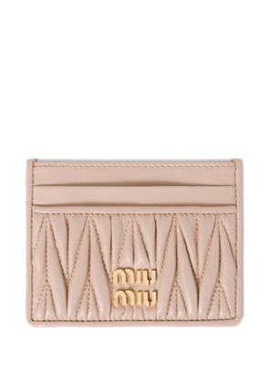 Miu Miu Matelassé nappa leather card holder - Pink