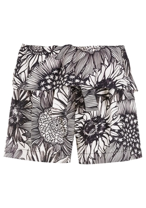 Osklen ruffled sunflower-print shorts - Black