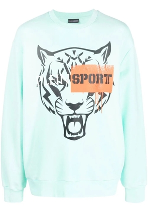 Plein Sport tiger-motif long-sleeved sweatshirt - Green