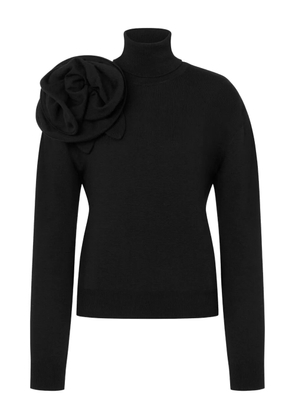 Moschino flower-appliqué turtleneck - Black