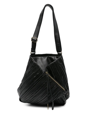 Mialuis Gabri pleated leather shoulder bag - Black