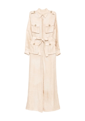 Elie Saab printed linen jumpsuit - Neutrals