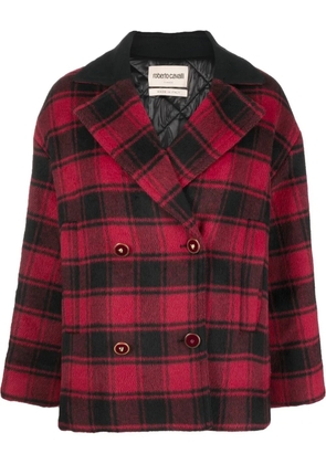 Roberto Cavalli double-breasted tartan coat - Red