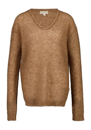 120% Lino sequin V-neck sweater - Brown
