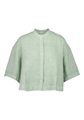 120% Lino short-sleeve button-up linen shirt - Green