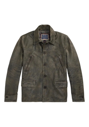 Ralph Lauren RRL distressed leather button-up jacket - Grey