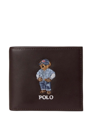 Polo Ralph Lauren embroidered-bear leather billfold wallet - Brown