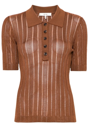FRAME laddered ribbed polo shirt - Brown