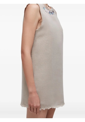 Osklen crystal-embellished frayed mini dress - Grey