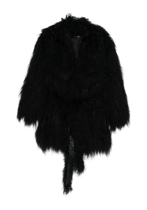 Numerootto belted single-breasted coat - Black