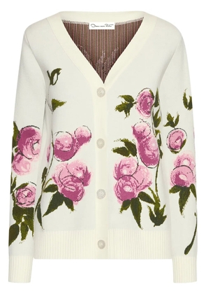 Oscar de la Renta Painted Roses cardigan - White
