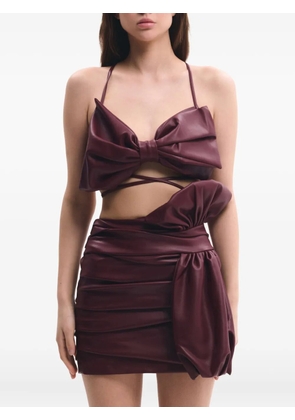 Lika bow-detail lace-up top - Red