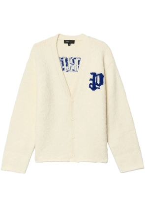 Purple Brand intarsia-knit logo cardigan - White
