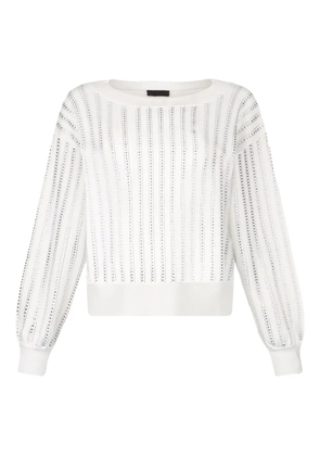 LIU JO rhinestone puff-sleeve sweater - White