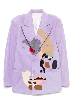 KidSuper patchwork face corduroy blazer - Purple